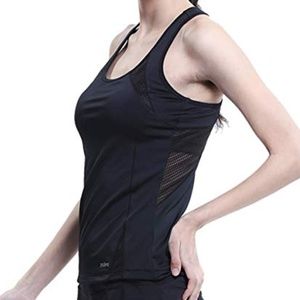 Zoano Activewear Yoga Black Running Mesh Tank Top